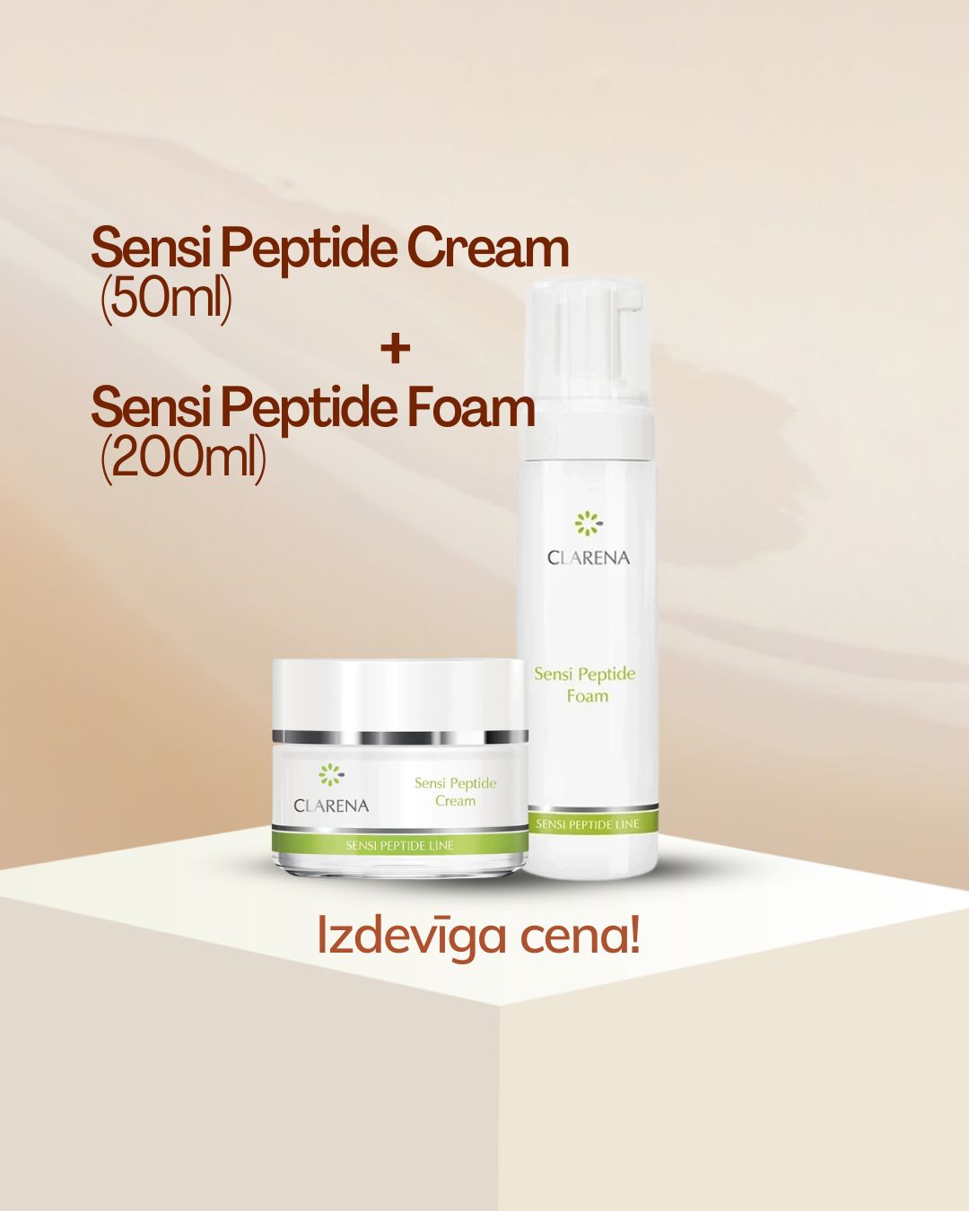 Clarena Sensi Peptide Komplekts (Sensi Peptide Cream 50ml + Sensi Peptide Foam 200ml)